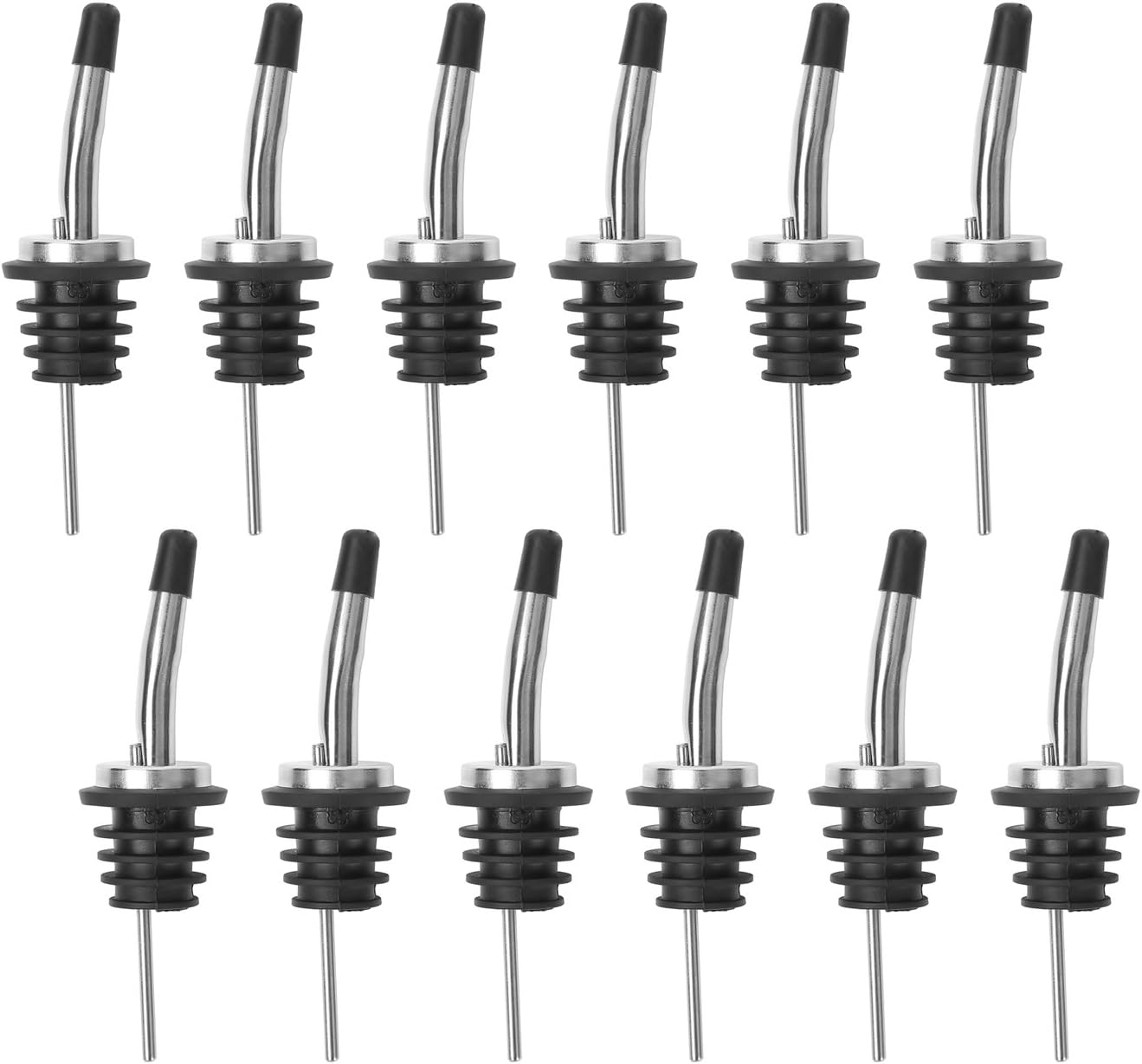 AOZITA 12 Pack Stainless Steel Tapered Bottle Pourers with Dust Caps