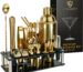 24-Piece Gold Bartender Kit with Stand, Shaker & Bar Tools
