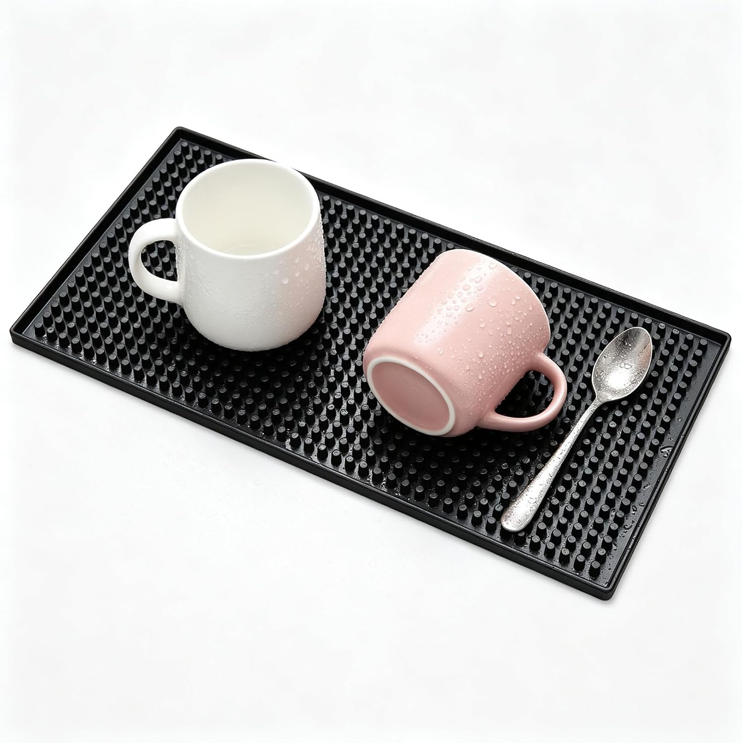 XieNie 12x6 Inch Black Bar Mat for Countertop Protection