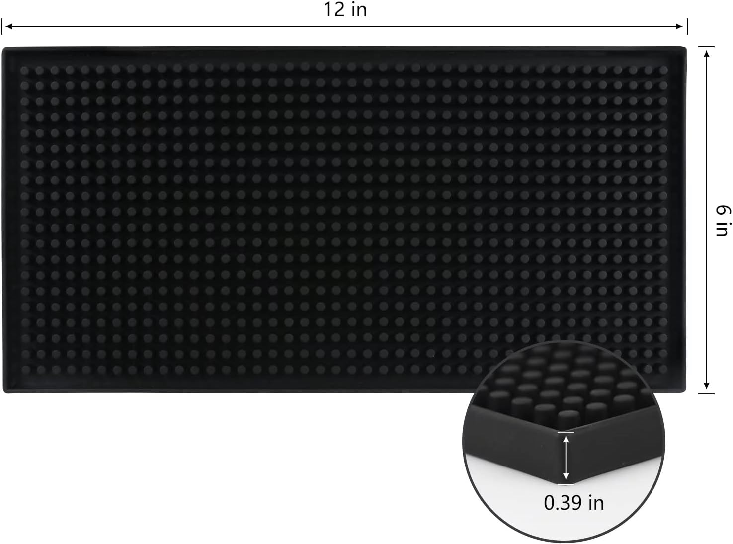 XieNie 12x6 Inch Black Bar Mat for Countertop Protection